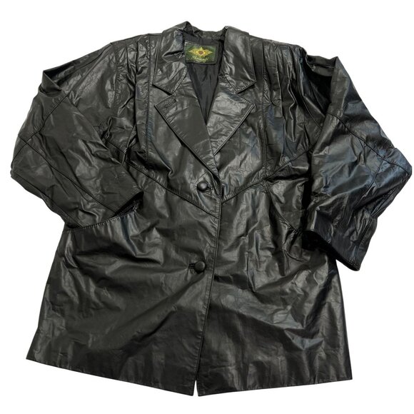 Avantia Leather Vintage Blazer Jacket in Black - Picture 1 of 3